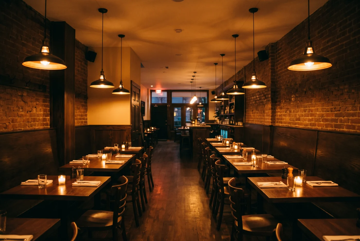 Comedor de Casa Nuria con mesas vestidas y luz de tarde