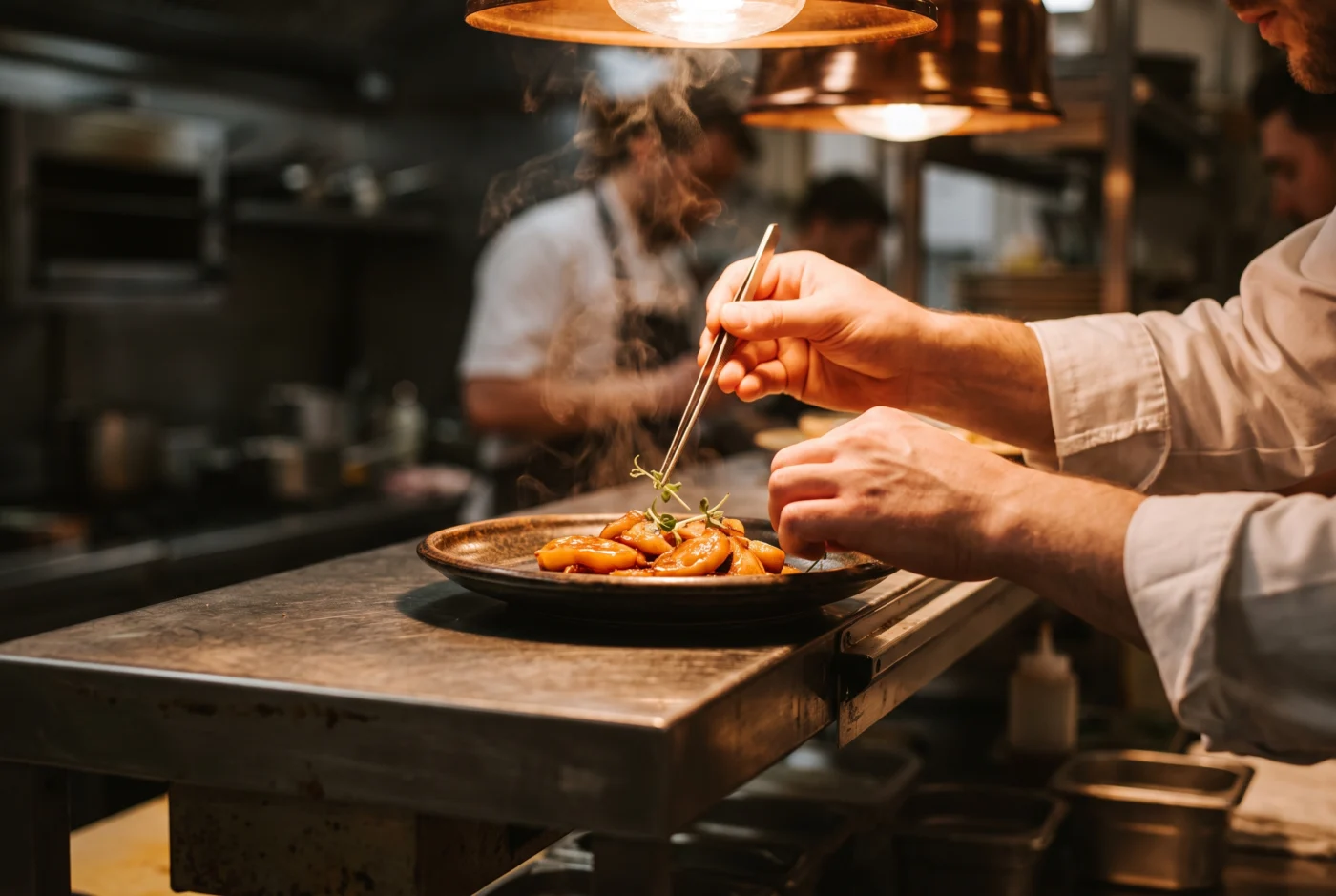 Cocina de Casa Nuria con las ollas al fuego