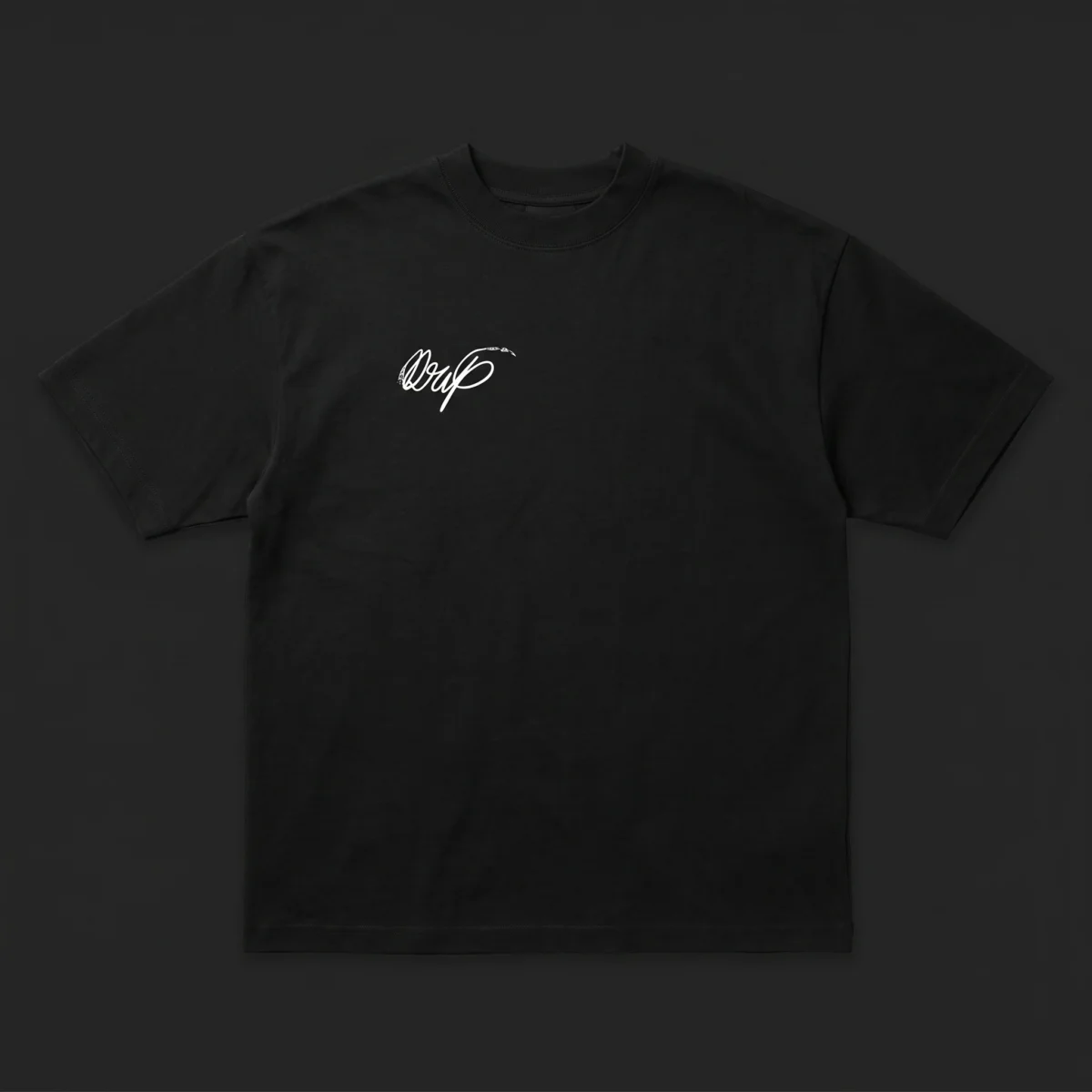 Camiseta Muzan negra estirada, vista de frente